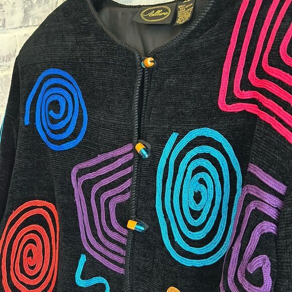Vintage Women’s Jacket Allure Swirl Scribble Button Rainbow 80’s Jacket Size XL - Picture 6 of 15